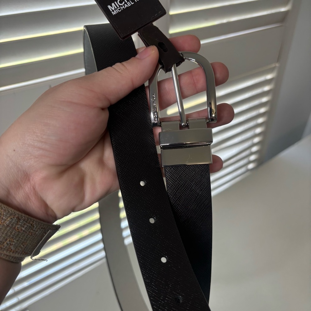 Michael Kors Reversible Belt Black Silver Synthetic Leather Size XL